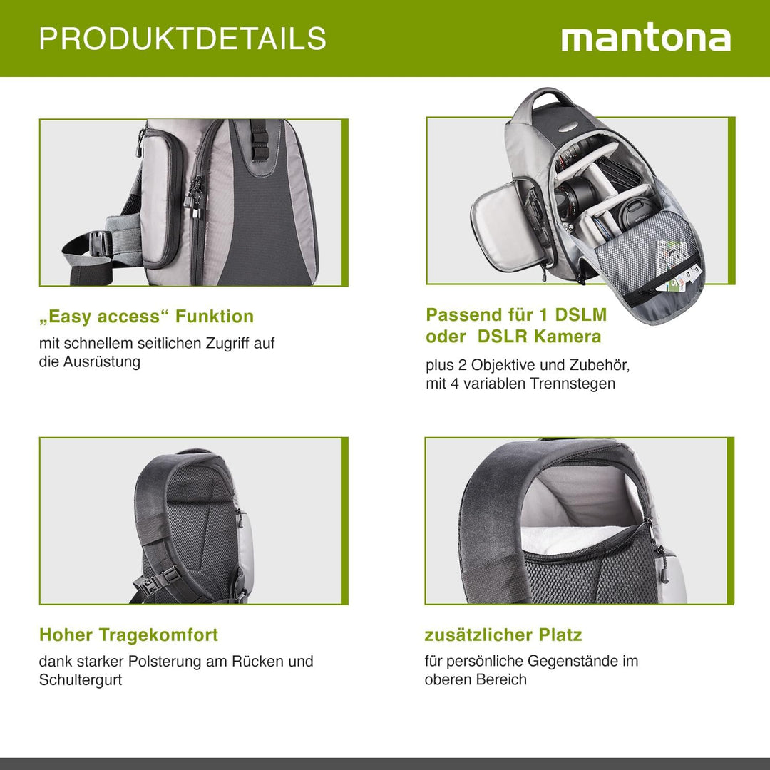 Mantona Fotorucksack Miami, Leichter Kamerarucksack für DSLR & Systemkameras, Fototasche mit Flexibl