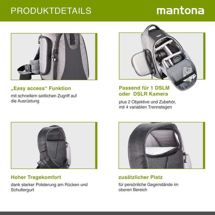 Mantona Fotorucksack Miami, Leichter Kamerarucksack für DSLR & Systemkameras, Fototasche mit Flexibl