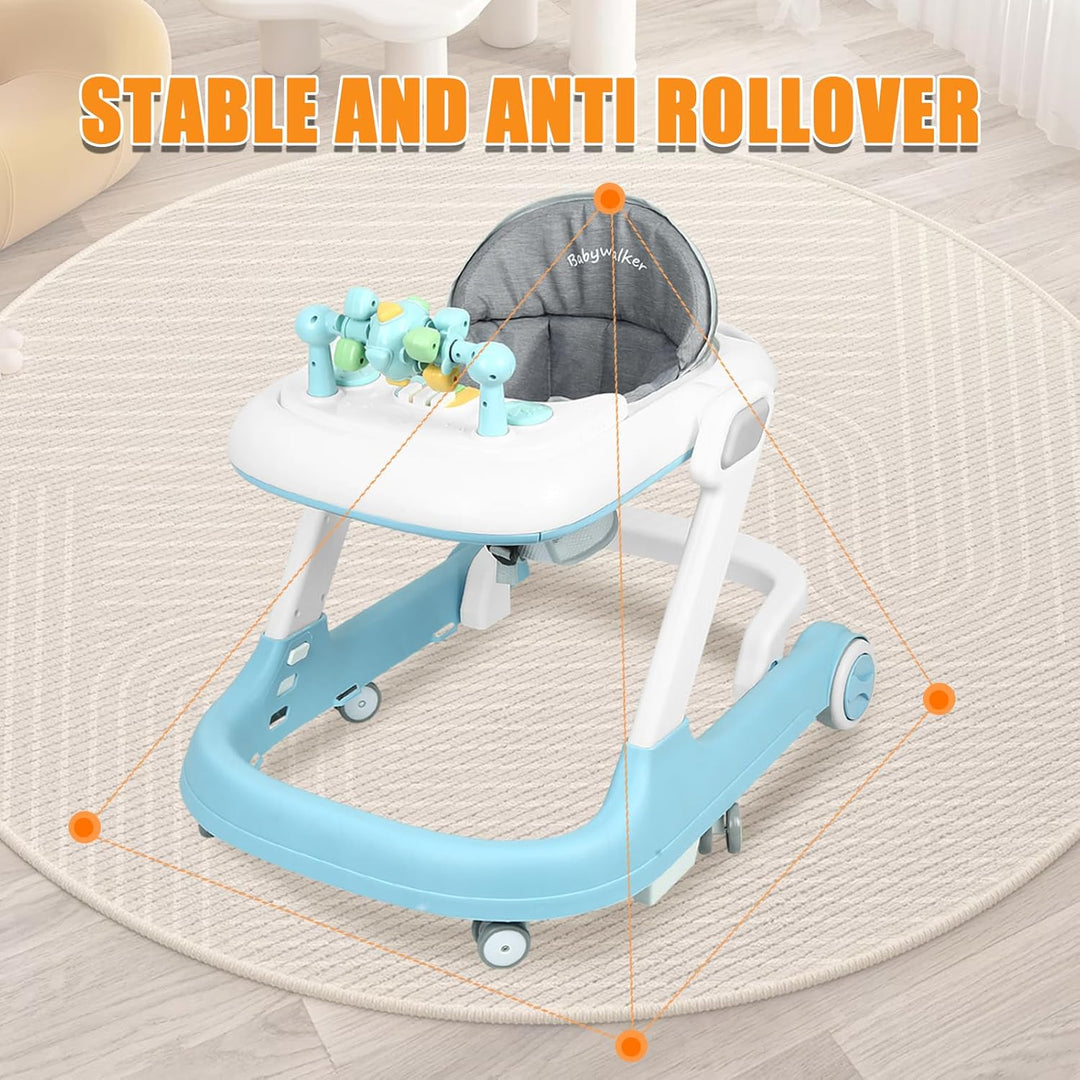 Lauflernhilfe 4 in 1, Drehspiess mit Tablett für musikalische Aktivitäten, für Babys, mit interaktiv