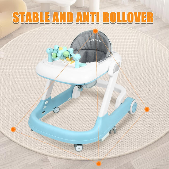 Lauflernhilfe 4 in 1, Drehspiess mit Tablett für musikalische Aktivitäten, für Babys, mit interaktiv