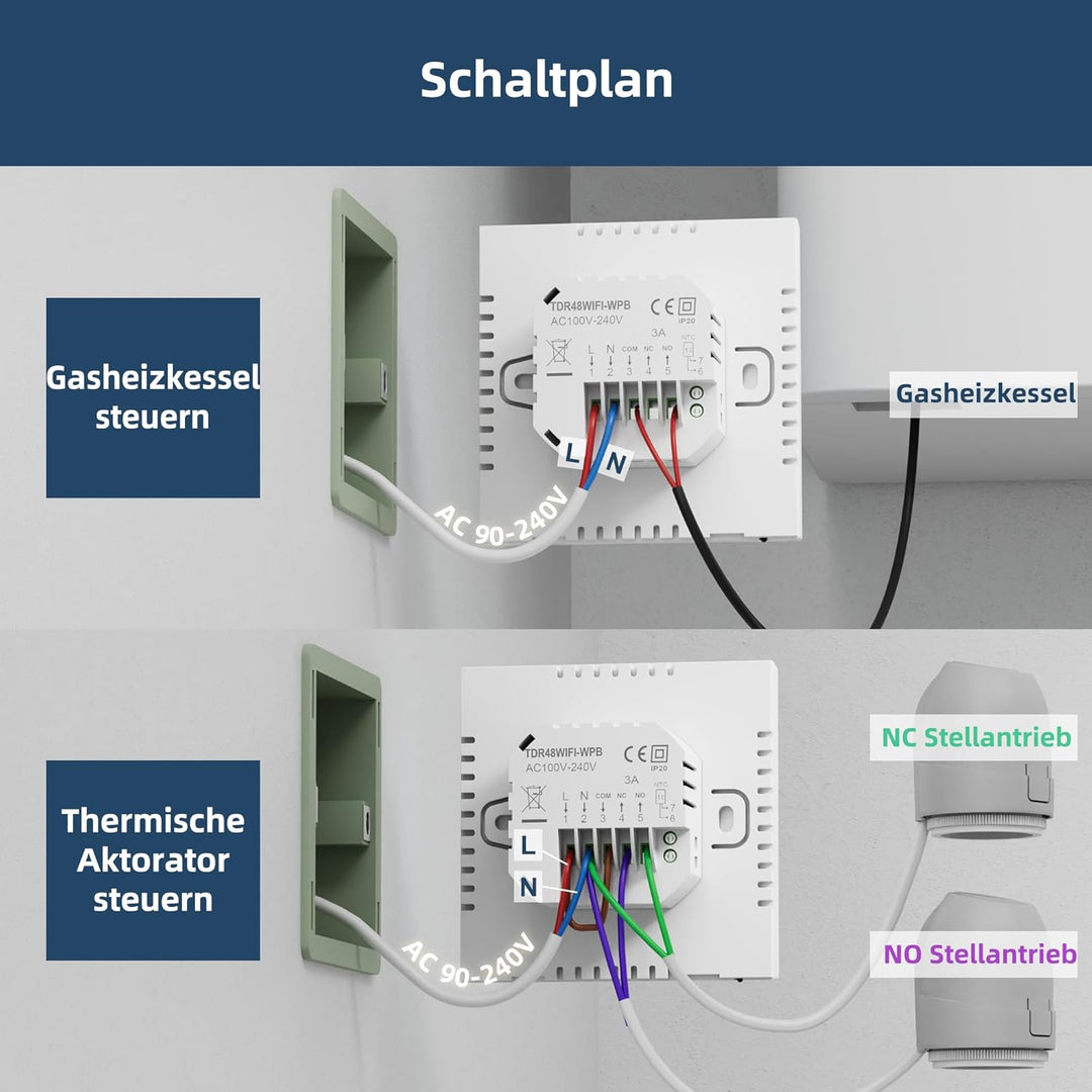 Fussbodenheizung Thermostat Digital, Beok Smart WiFi Thermostate für Wasser Fussbodenheizung und Gas