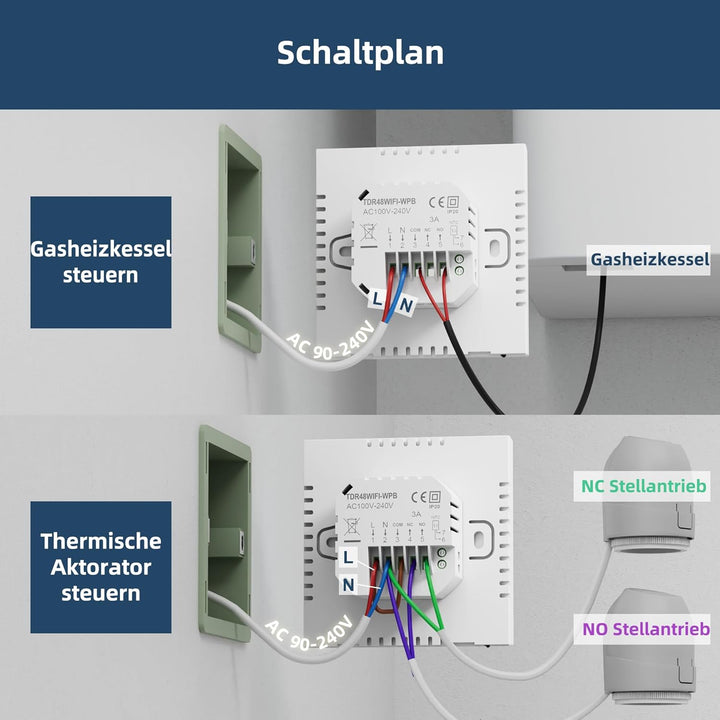 Fussbodenheizung Thermostat Digital, Beok Smart WiFi Thermostate für Wasser Fussbodenheizung und Gas