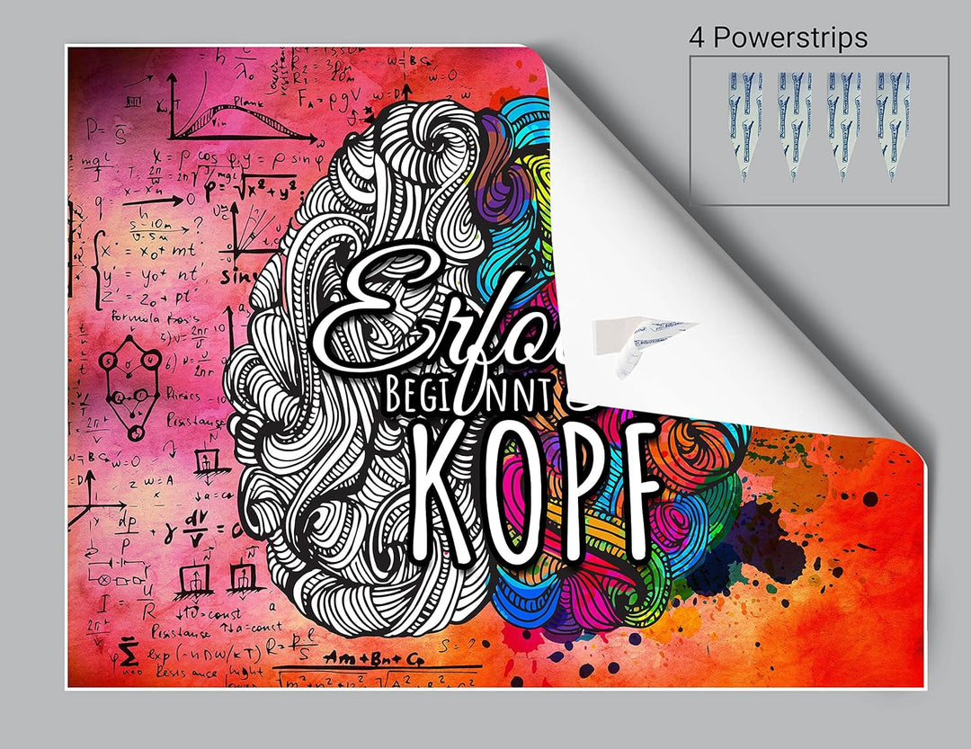 wandmotiv24 Poster als Wanddeko, Grösse 80x60cm, Erfolg beginnt im Kopf, Formeln, Moderne Wanddeko,