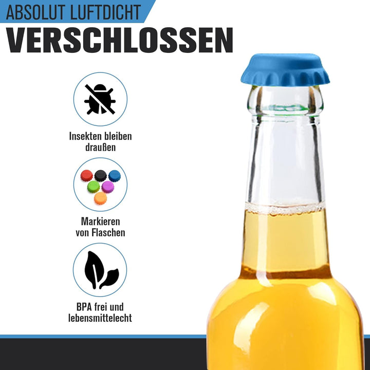 Pentaton Flaschenverschluss - Hochwertiger Silikon Kronkorken Verschluss - Wiederverwendbarer Bierfl