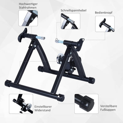 HOMCOM Rollentrainer Fahrrad Rennrad Heimtrainer Trainer faltbar Magnetbremse 54,5 x 47,2 x 39,1 cm