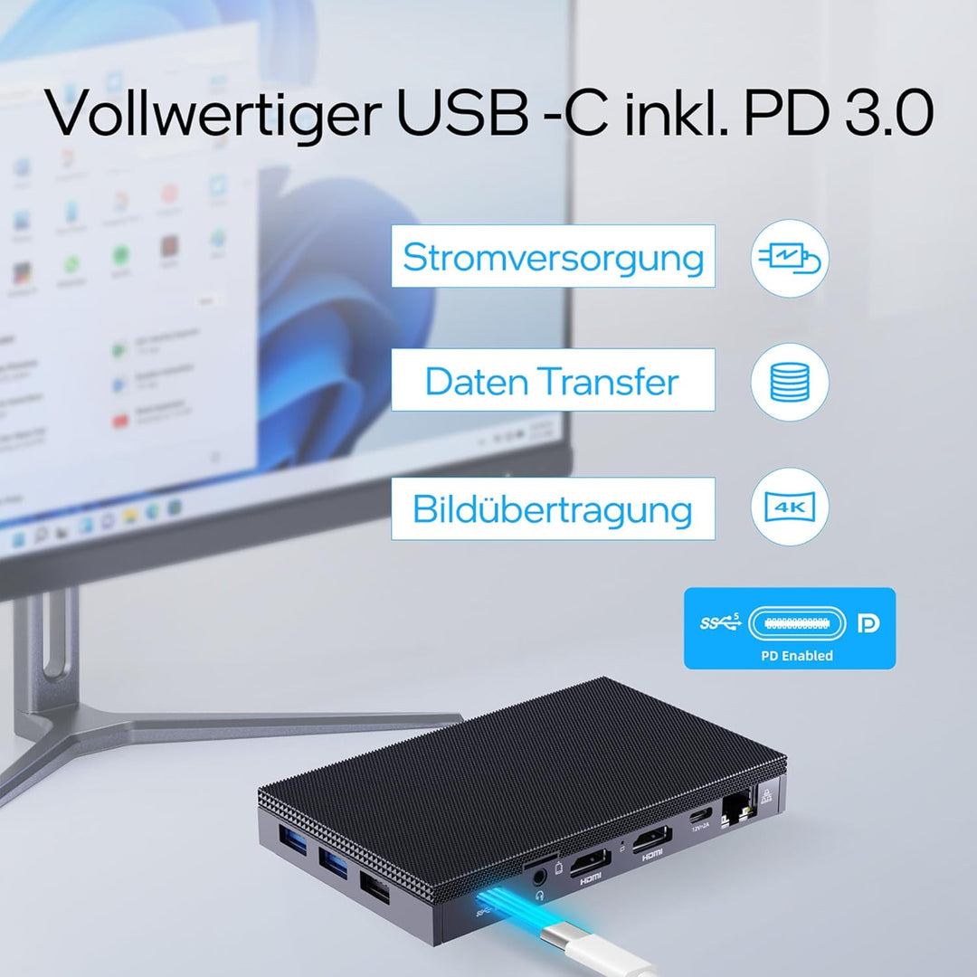 Orbsmart AW-16L Lüfterloser Mini PC mit Intel N150, 16GB RAM & 512GB SSD | Windows 11 Pro, 4K Triple