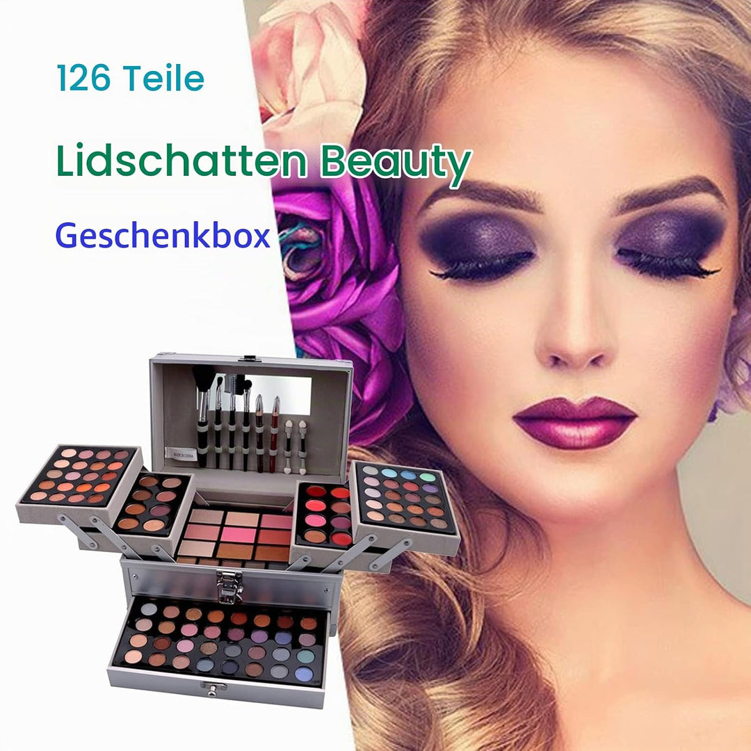 JasCherry Schminkkoffer Multifunktions Schmink Kosmetik Make-up Set mit Lipgloss, Lidschatten, Blush