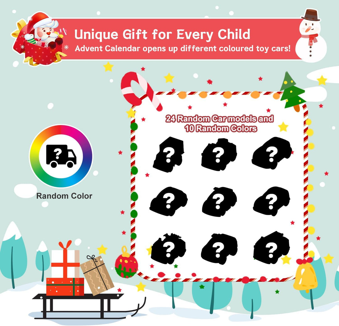 Adventskalender Auto Kinder 2024, Spielzeug ab 2 3 4 5 6 Jahre Junge Weihnachtskalender Kinder 2-6 J