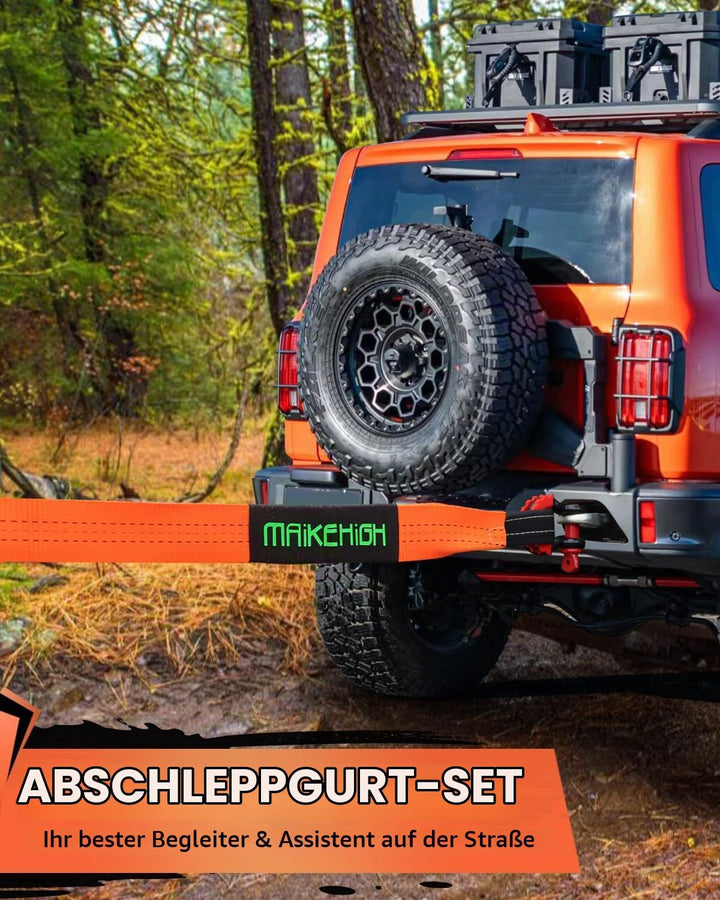 MAIKEHIGH Abschleppseil 15 Tonnen (33,700 Lbs), 6M x 6,7cm Abschleppgurt mit 2 Verbesserten Schäkeln