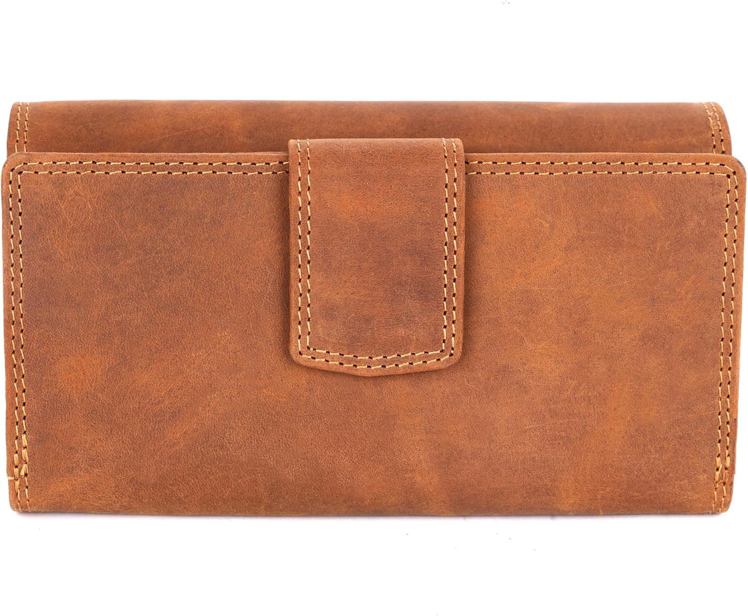 Benthill Geldbörse Gross Echt-Leder | Damen Portemonnaie XXL mit RFID Schutz | Vintage Frauen Geldbe