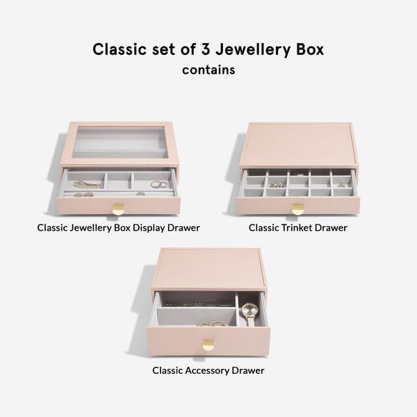 Stackers Blush Classic Jewellery Box - Set of 3 (with drawers) Blush Pink, Blush Pink