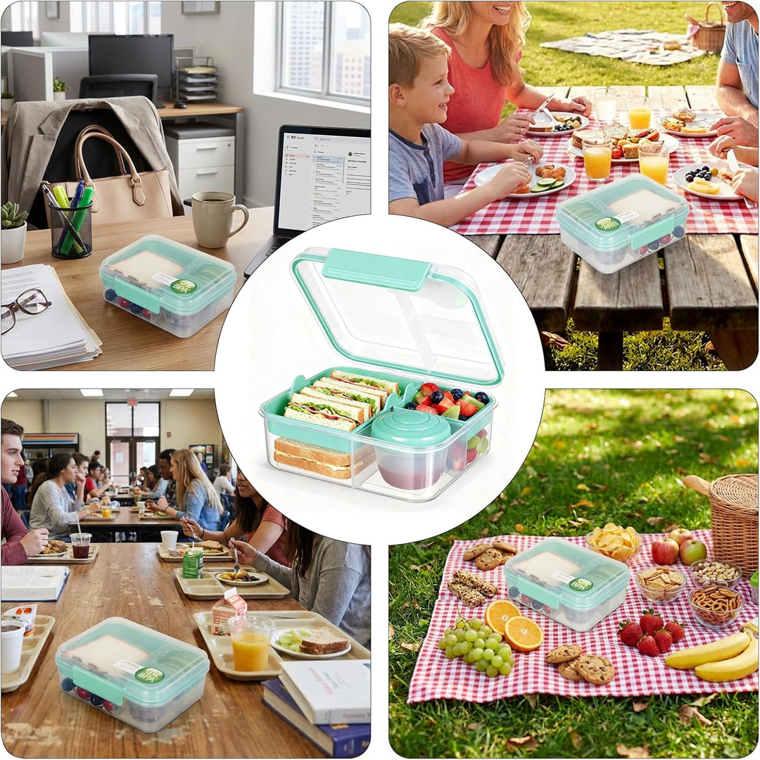 VINATO Brotdose Kinder mit Fächern, Lunchbox für Erwachsene und Kinder, Bento Box mit Tragbarem Grif