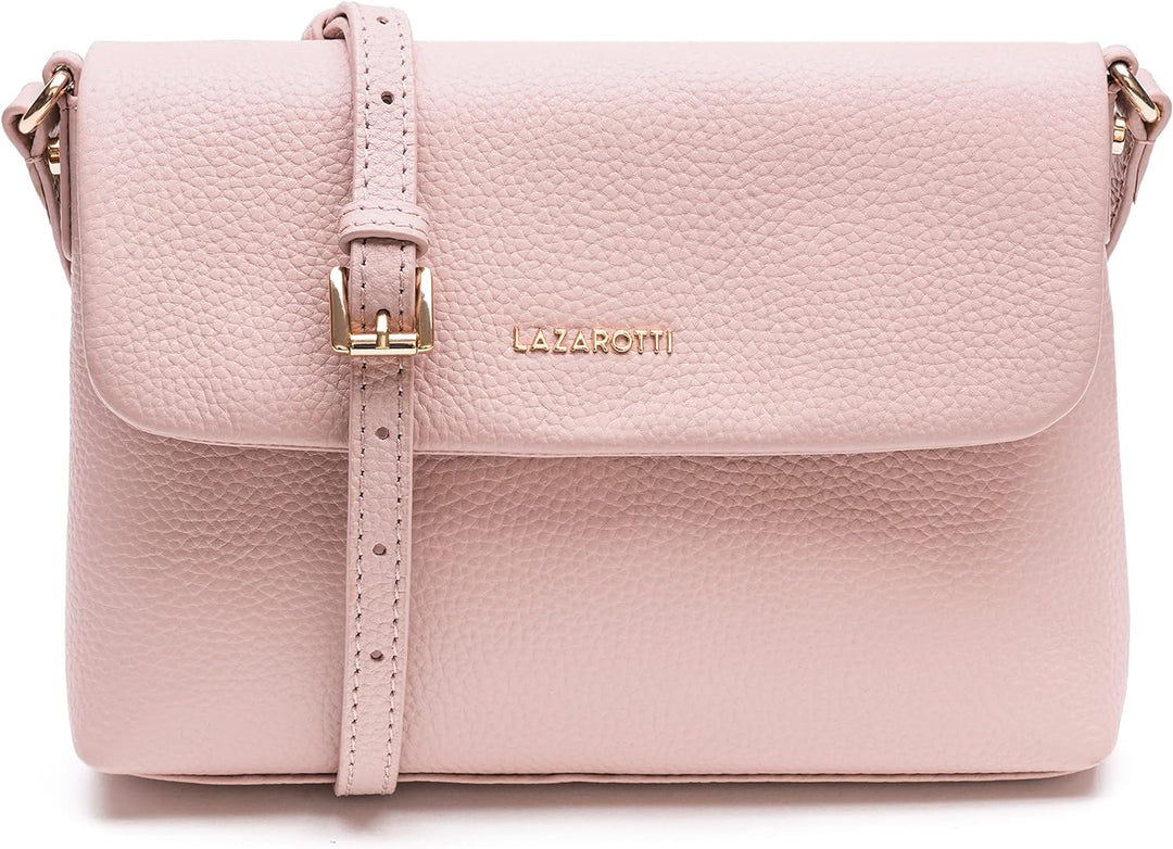 Lazarotti Bologna Leder Umhängetasche Damen | verstellbarer Schulterriemen | mittelgrosse Crossbody