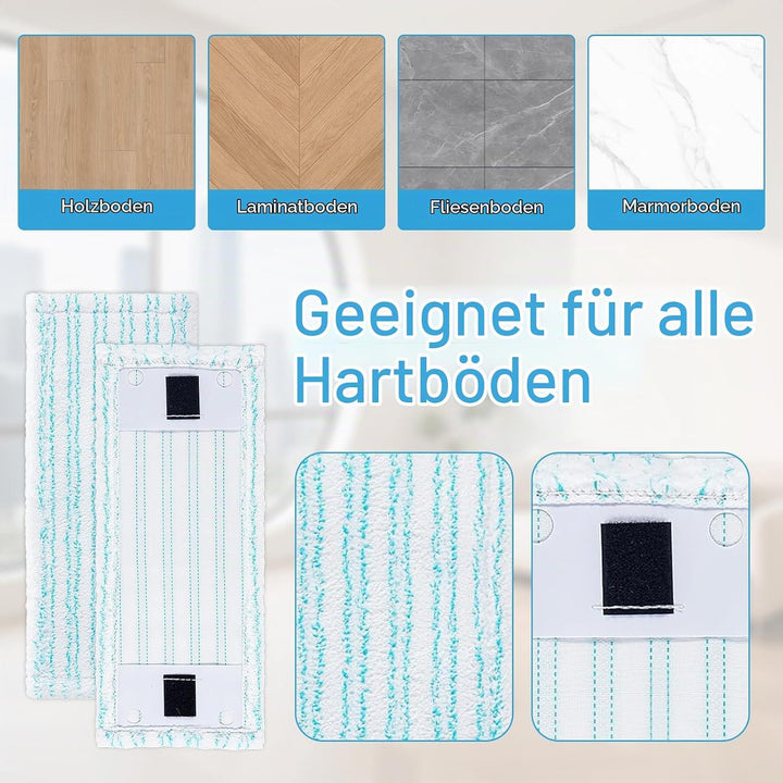 4 Stück Wischbezug für Leifheit Clean Twist M Ergo Micro Duo, 2 Arten Mikrofaser Effiziente Wasserau
