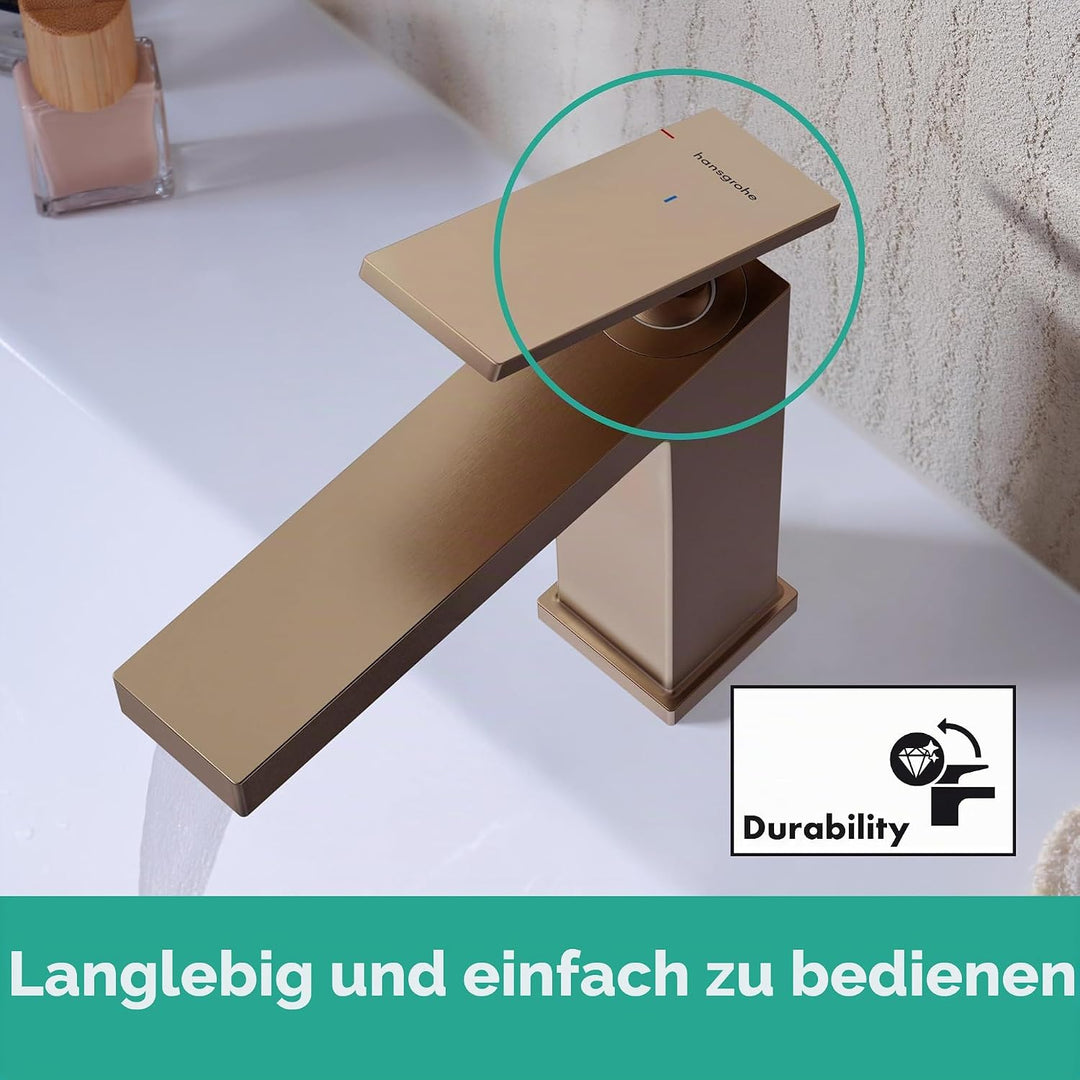 hansgrohe Tecturis E - Waschtischarmatur mit Zugstangen-Ablauf, energiesparend (CoolStart), Wasserha