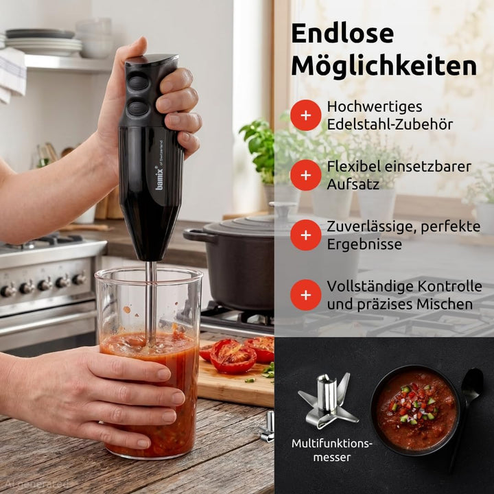bamix Stabmixer Set M160 ONE inkl. Multifunktionsmesser aus Edelstahl, 160 Watt, 2-Stufen, Made in S