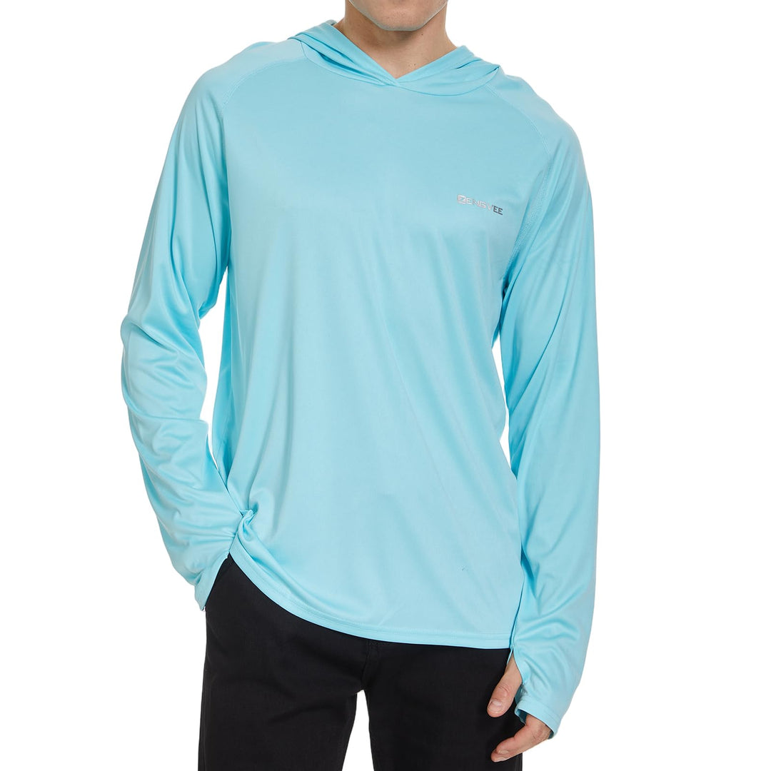 HUAKANG Herren Langarm Rashguard Kapuzenpullover UPF50+ Shirt Rashguard Angelbekleidung UV Sonnensch