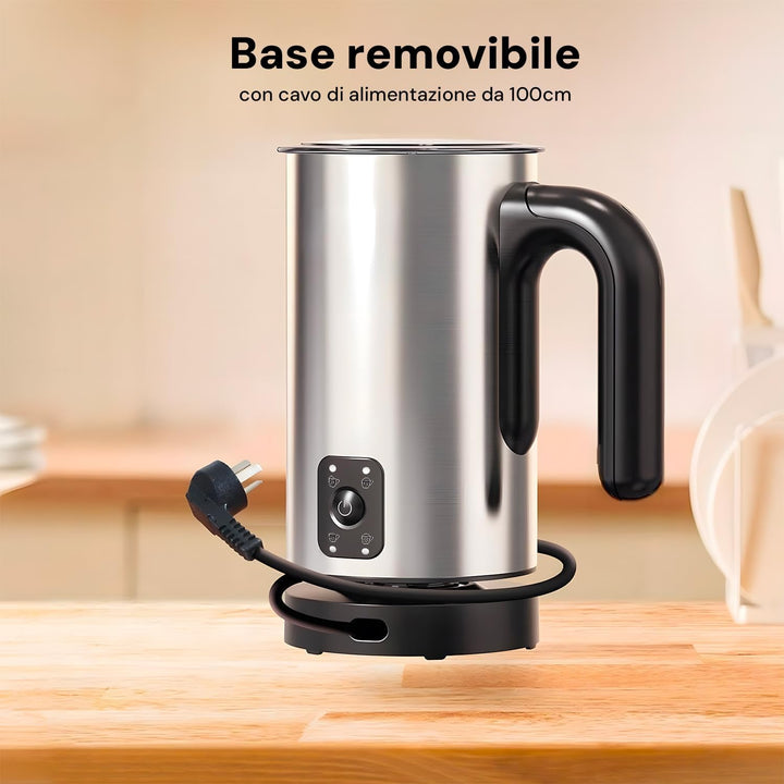 Avilia Elektrischer Milchaufschäumer mit Cappuccino-Funktion, leise 550 W, antihaftbeschichtet, abne