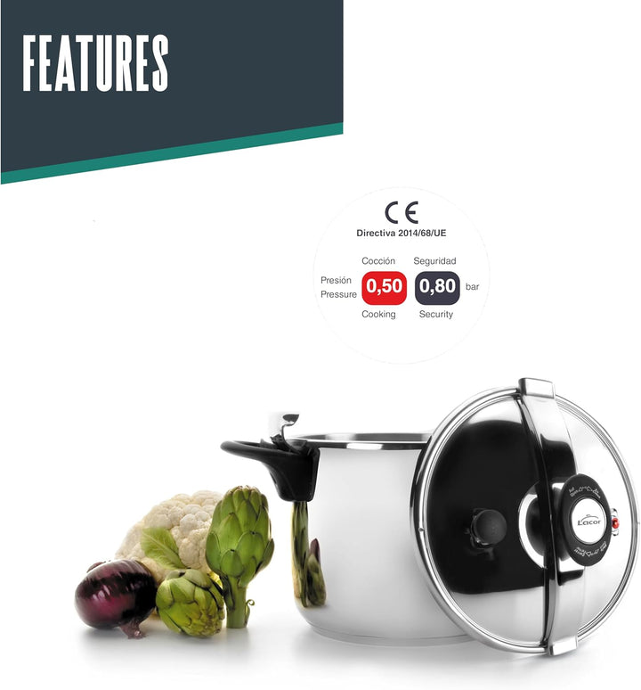 LACOR 71872 Schnellkochtopf Classic 12 L Edelstahl 18/10 12 Liter, Edelstahl 18/10 12 Liter