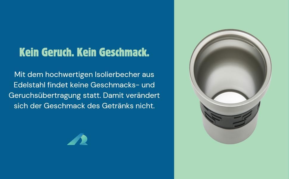 Thermobecher 400 ml – doppelwandig vakuumisoliert (Edelstahl), 4 h heiss / 6 h kalt, 100% auslaufsic