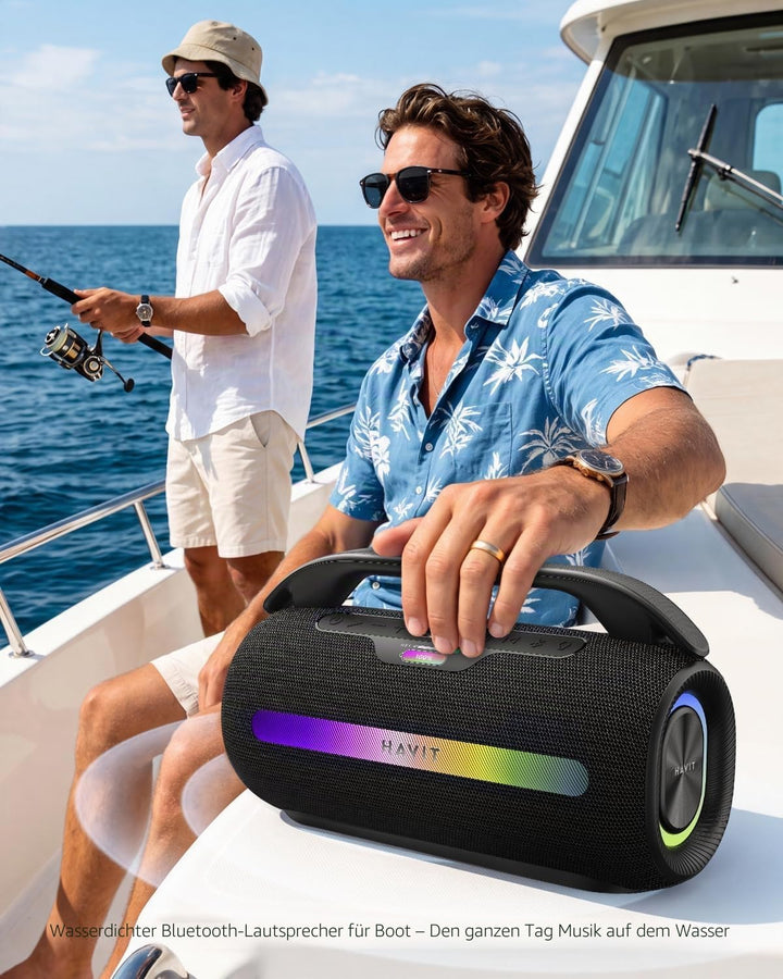 havit 120W MAX Outdoor Lautsprecher, IPX6 Wasserdichter Tragbarer Bluetooth Lautsprecher mit 2.2 K,