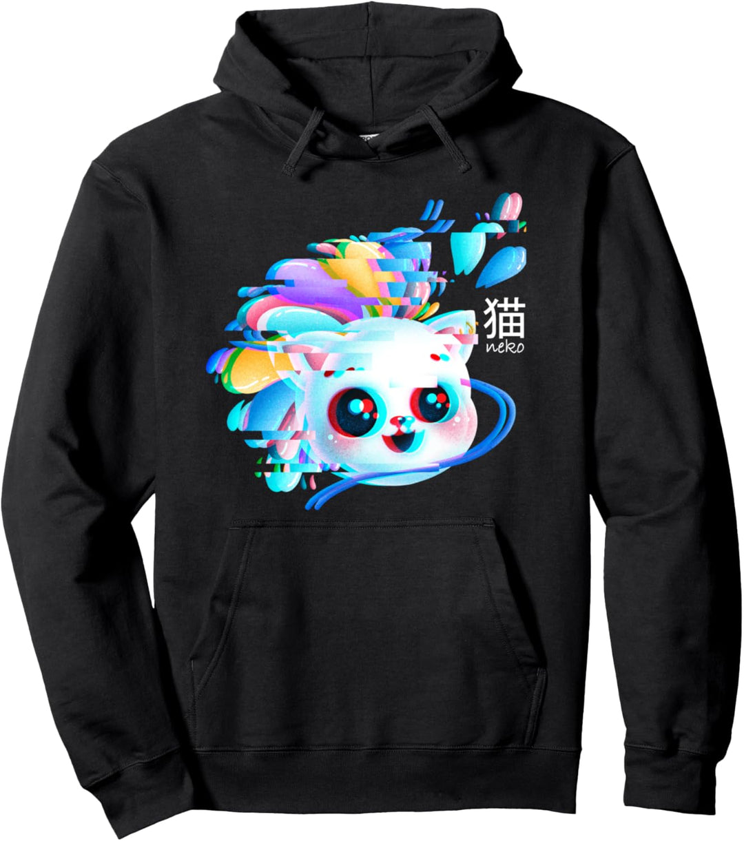 Neko Vaporwave Anime Japan Katze Kanji Pullover Hoodie