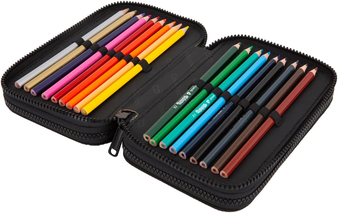 CoolPack Schulstiftetui mit Diary-Motiv, 3-stöckig, 44-teilig gefüllt, Polyester, Reissverschluss, H