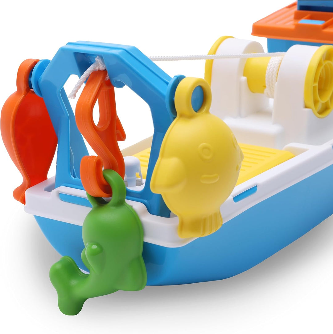 Toyland® 40cm (16") Buntes Fischerboot mit Beweglichen Türen, Angelhaken und 4 Plastikfischen – Schw
