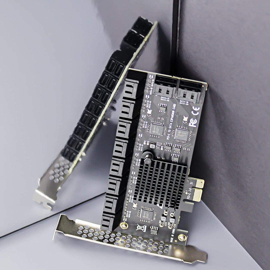 glotrends PCIe SATA Adapterkarte mit 20 Port SATA III 6Gbps (inklusive SATA Kabel und 15PIN SATA Spl