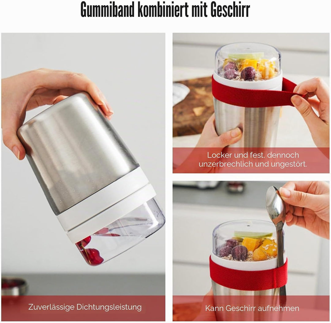 Müslibecher to GoEdelstahl Müslibecher to go 500 ml + 220 ml Inklusive Löffel, auslaufsicher und iso