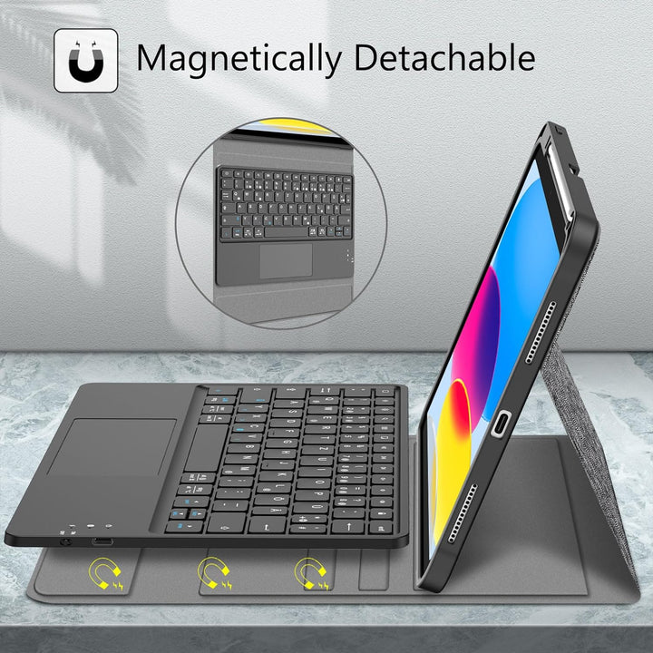 Fintie Tastatur Hülle für iPad 10. Generation 2022, iPad 10 Generation Hülle mit magnetisch Abnehmba