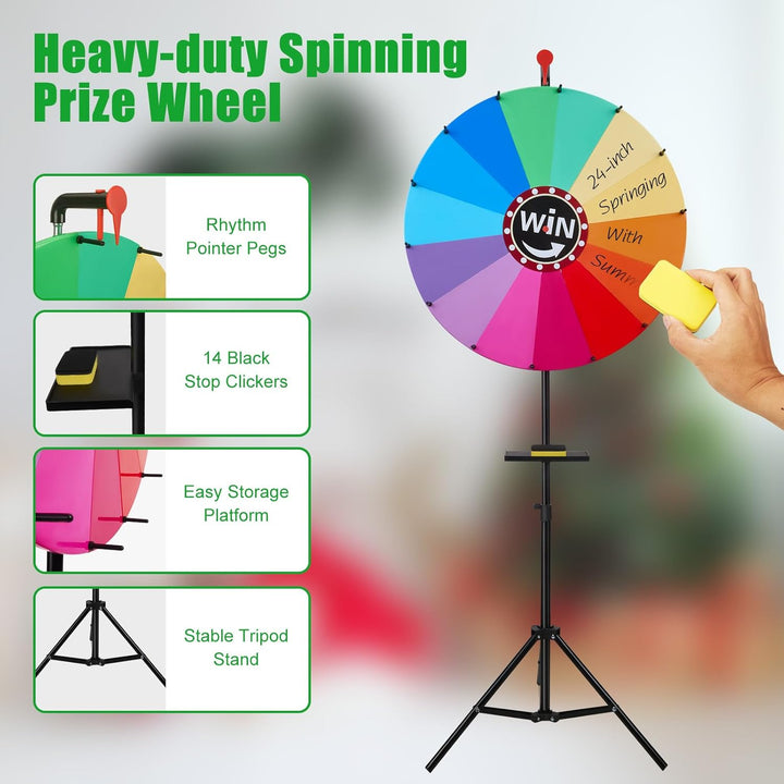 61CM Glücksrad zum Drehen |14 Farben | Höhenverstellbar 1-1.6m| Glücksrad Drehrad Spielzeug mit Stif