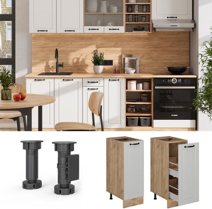 Vicco Apothekerschrank R-Line, Weiss Landhaus, 30 cm ohne Arbeitsplatte, zur freien Kombination inne