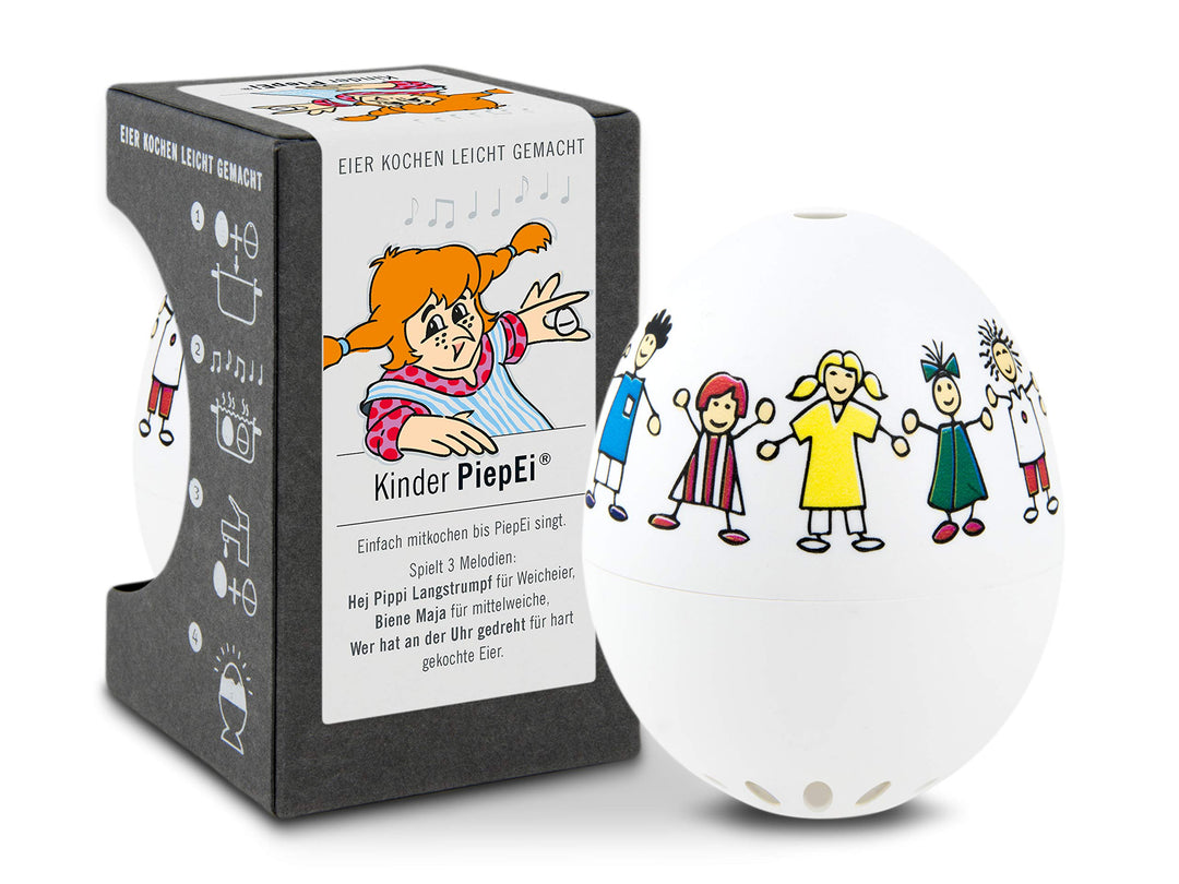 Kinder PiepEi - Singende Eieruhr zum Mitkochen - Eierkocher für 3 Härtegrade - Spielt Pippi Langstru