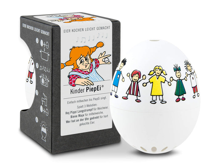 Kinder PiepEi - Singende Eieruhr zum Mitkochen - Eierkocher für 3 Härtegrade - Spielt Pippi Langstru