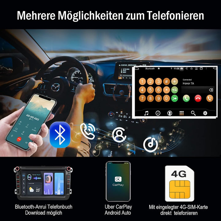 DAB Autoradio für VW Golf 5 6 T5 Polo Sharan Passat Tiguän | Android 15.0 4GB+64GB, 8 Zoll, Doppel D