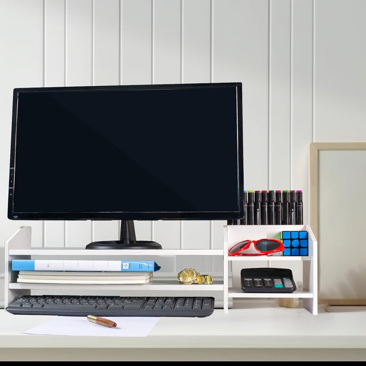 Catekro Monitorständer Weiss, Monitorerhöhung, Monitor Unterbau für PC Computer Laptop Drucker - Bil