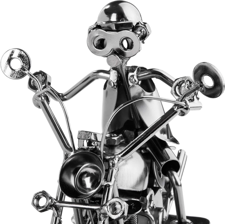 BRUBAKER Schraubenmännchen Motorradfahrer - Handarbeit Eisenfigur Metallmännchen - Metallfigur Gesch