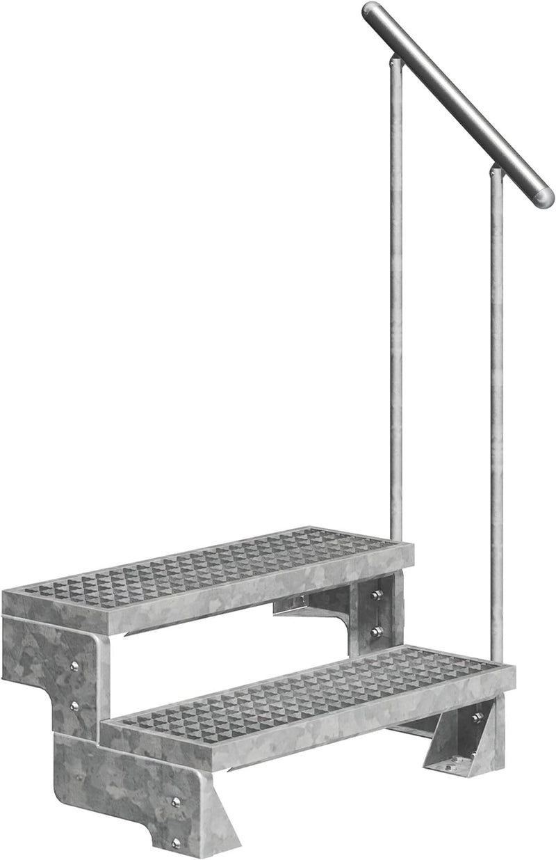 DOLLE Aussentreppe Gardentop mit 2 Stufen | Geschosshöhe 36-44 cm │ Stufenauflage Gitterroststufen │