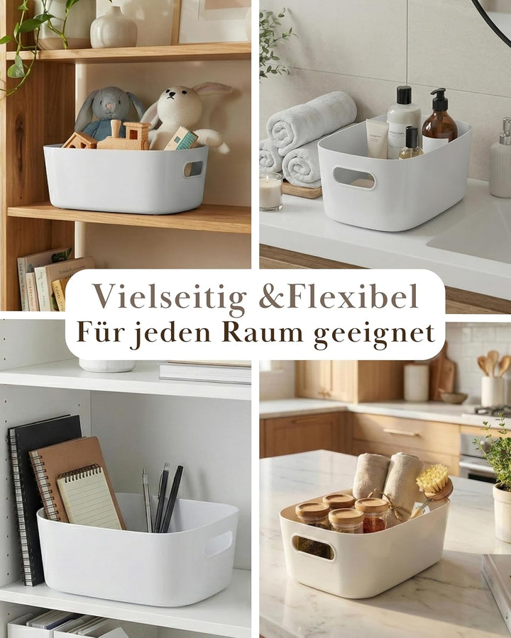 VMbathrooms Aufbewahrungsboxen 10er Set Weiss 25cm | Robuster Küchen-Organizer & Allzweckbox (BPA-fr