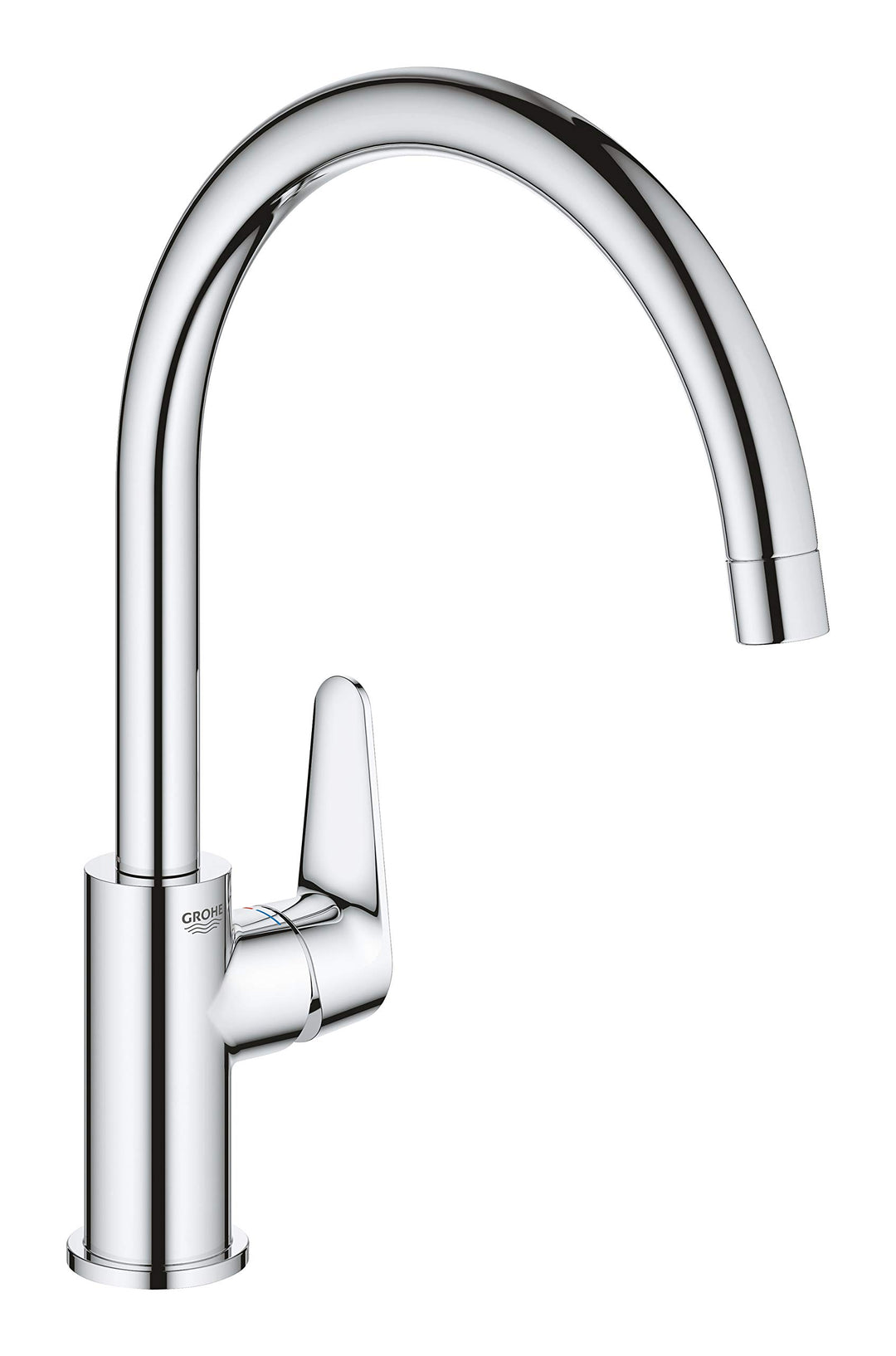 GROHE BauCurve- Einhand-Spültischarmatur (schwenkbarer Rohrauslauf 360°, langlebig, hoher Auslauf, g
