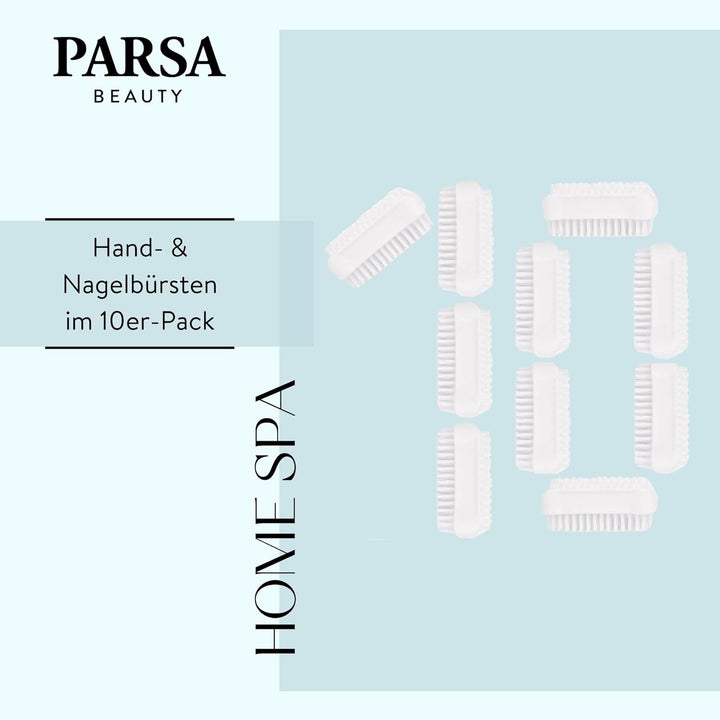 PARSA Beauty Doppelseitige Handbürste Nagelbürste – Nail Brush im Set (10 Stück Weiss) – Handwaschbü