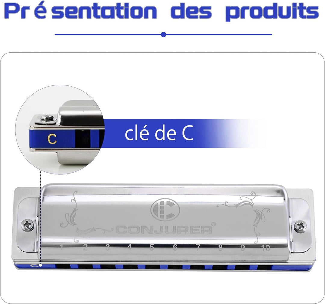 Conjurer Blues Mundharmonika C-Dur Anfänger&amp; Kinder Blues Harp C 10-Loch Diatonische Harmonika Instr