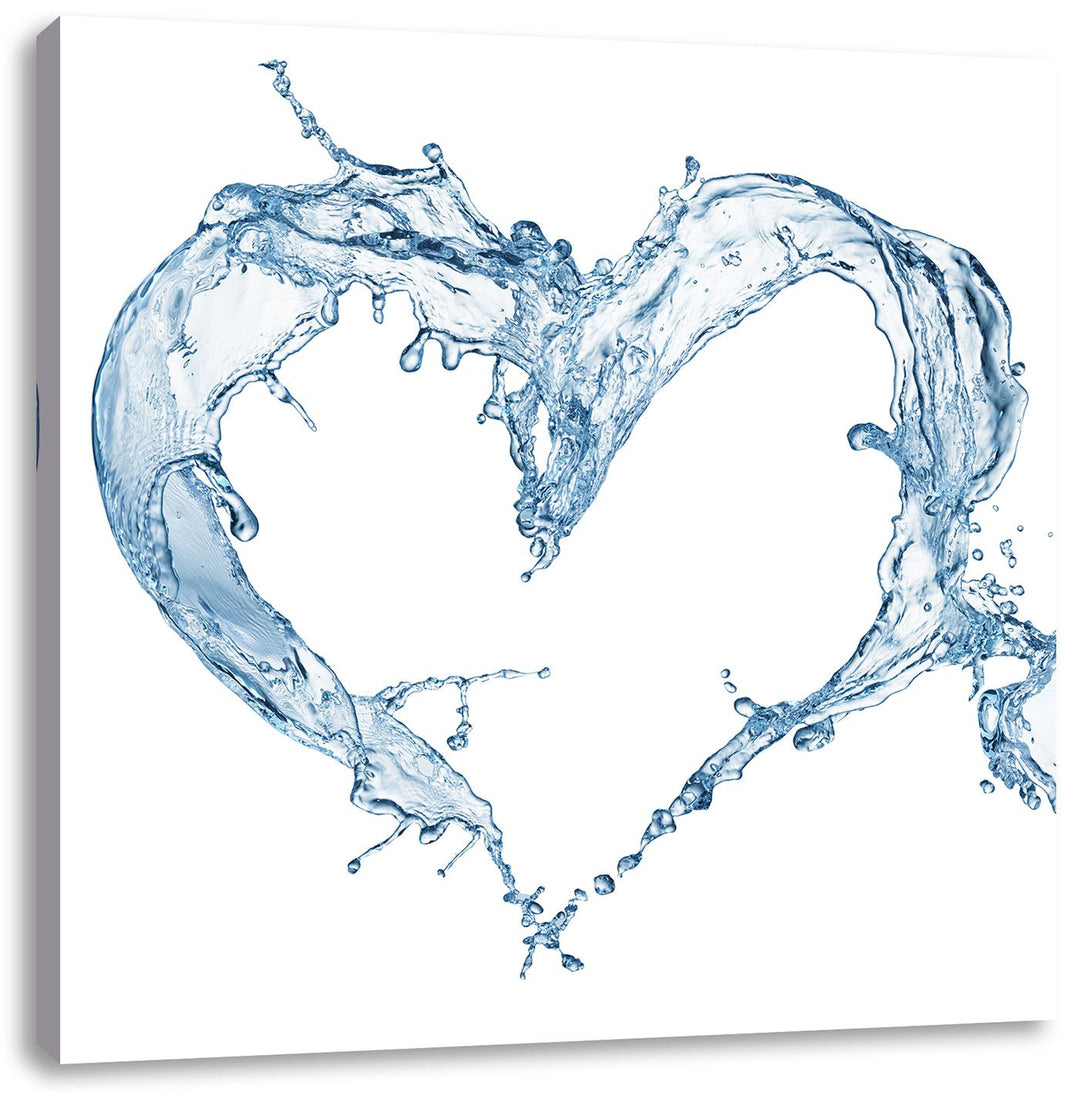 Pixxprint Herz aus Wasser, Format: 70x70 auf Leinwand, XXL riesige Bilder fertig gerahmt mit Keilrah