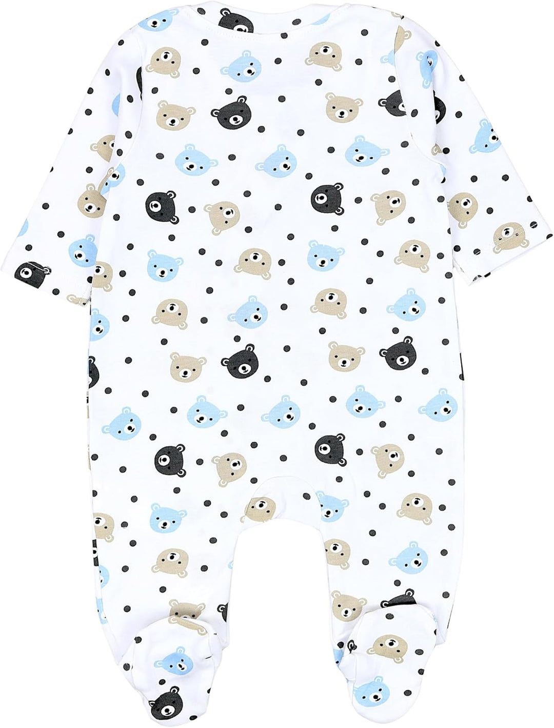 TupTam Unisex Schlafstrampler 3er Pack Baumwolle mit Reissverschluss 56 Bären Hellblau Beige Grau, 5