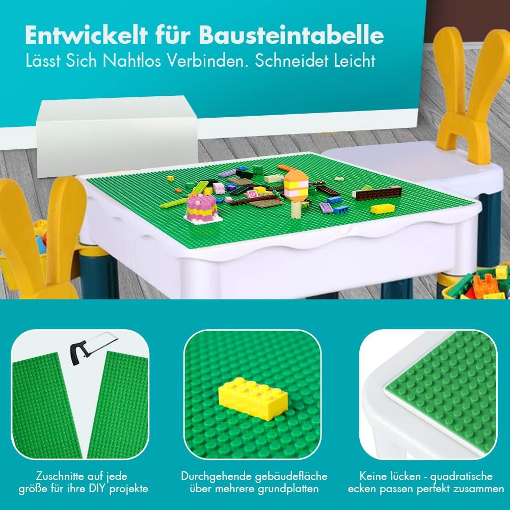 Lekebaby 6 Platten-Set Bauplatte Kompatibel mit Meisten Marken, 25 * 25cm, Grüne Grundplatte Grüne 6