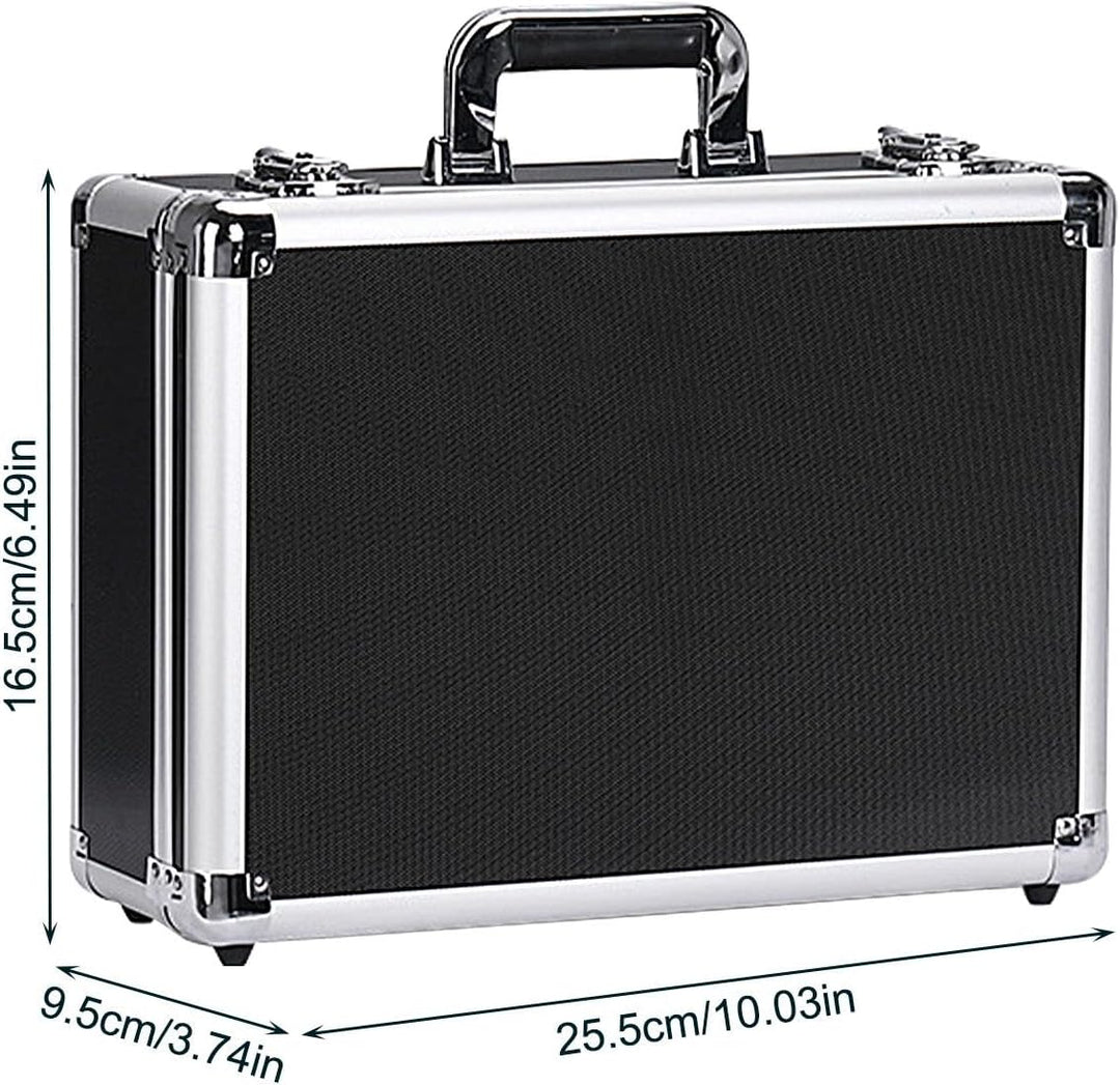 Aluminium Koffer Werkzeugkoffer, Kleine Alubox, 25,5x16,5x9,5cm Schwarz, Schwarz