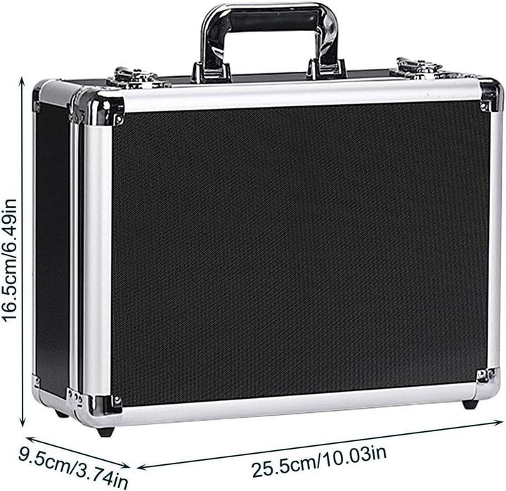 Aluminium Koffer Werkzeugkoffer, Kleine Alubox, 25,5x16,5x9,5cm Schwarz, Schwarz