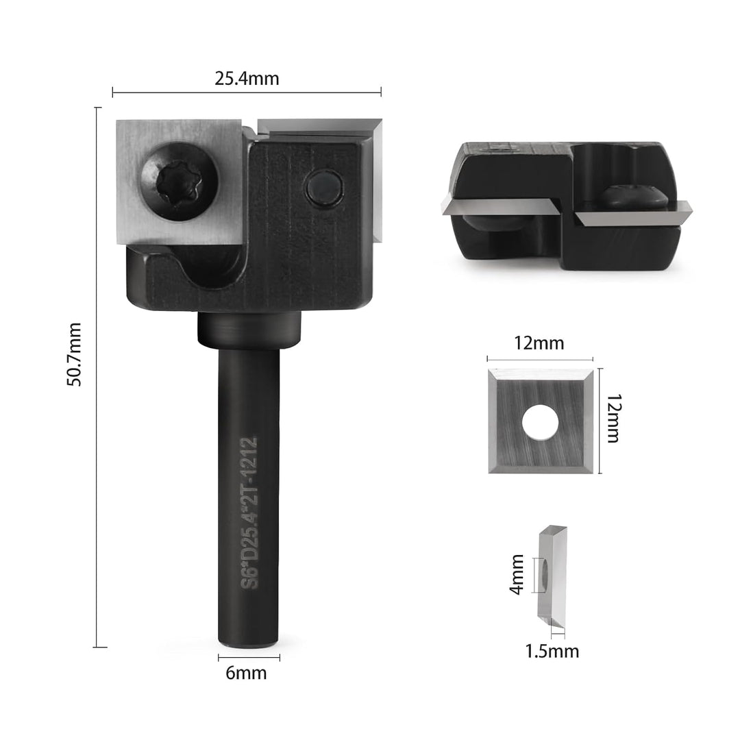 Trvoxviq Planfräser 8mm schaft 2 Flöten 25.4mm Planfräser mit 10 Austauschbaren Hartmetallmessern (1
