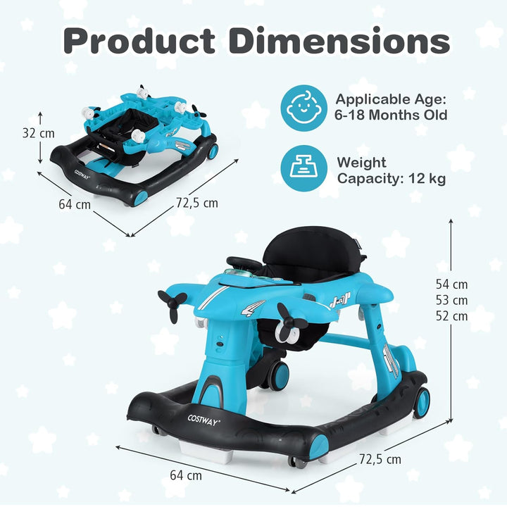FANTASK Lauflernwagen Baby Walker, Lauflernhilfe 6 in 1 klappbar verstellbare Höhe Geschwindigkeit m